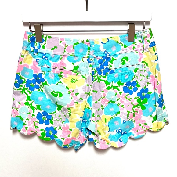 Lilly Pulitzer Spring Fling Buttercup Pastel Floral Scalloped Shorts Size 00 28W - Picture 4 of 14